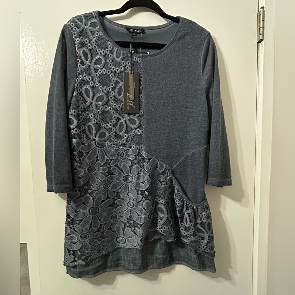 Papa ladies tunic lace and layers size large new with tags